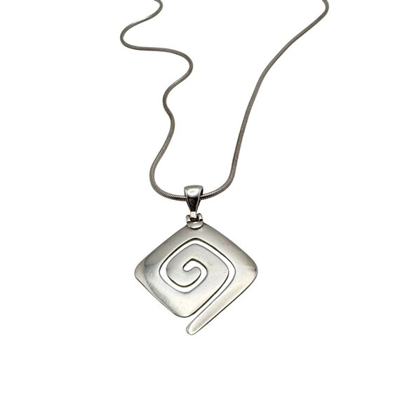 Sterling 925 Silver Spiral Dangle Vintage EarNecklace Textured Back Design - Picture 1 of 12